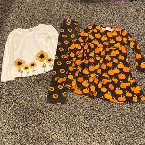 Sunflower fall outfit with pumpkin dress